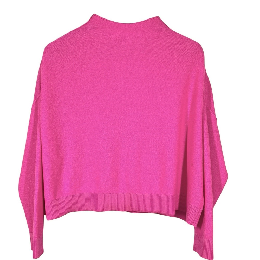 Pilcro Anthropologie Alani 100% Cashmere Mock-Neck Sweater Size M Bright Pink - Picture 3 of 10